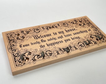 Bram Stoker Dracula decor Welcome sign  Quote key holder, Welcome to my house,housewarming gift Wood engraving , Bram Stokers Dracula art