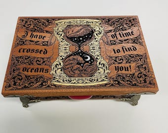 Bram Stoker Dracula I Have Crossed Oceans of Time , Gothic Mahogany Keepsake, Dracula Jewelry Box  Vampire Gift