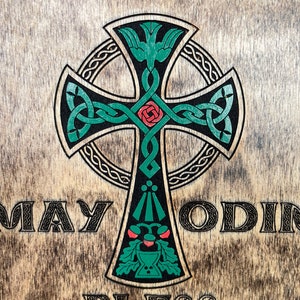 Viking Odin blessing ,altar wall art decor for him , celtic cross art ,personalized gift for him