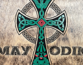 Bendición vikinga de Odín, decoración de arte de pared de altar para él, arte de cruz celta, regalo personalizado para él