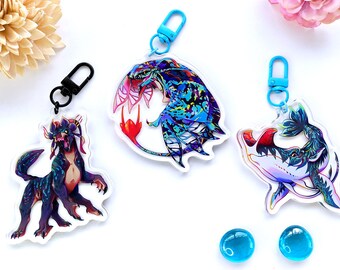 Avatar Charms - 3in acrylic keyrings of Banshee/Ikran, Tulkun, Thanator from Pandora
