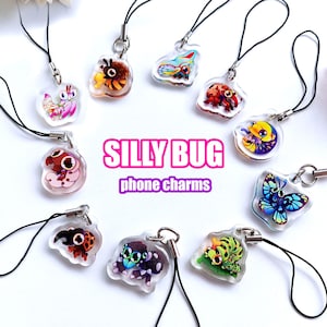 MINI BUGS - 1 uroczy, zabawny brelok z akrylu w kształcie telefonu/torby/portfela