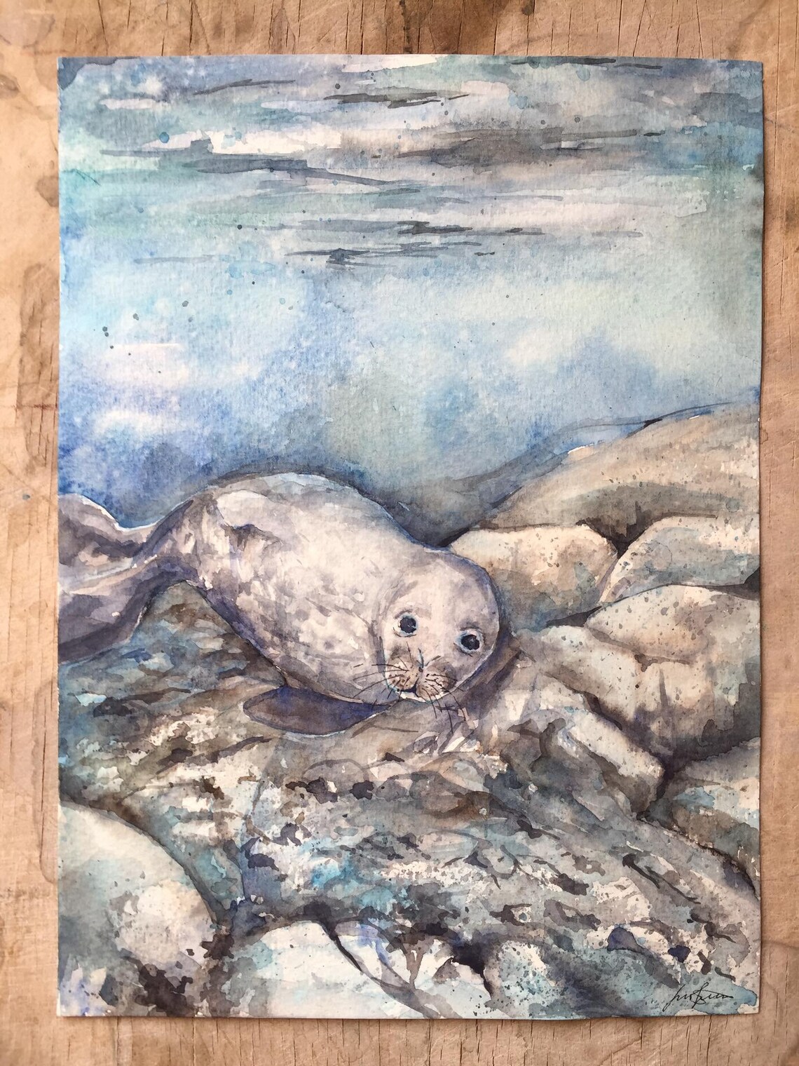 Seal Painting Original Watercolor. Arctic Nursery Decor Etsy