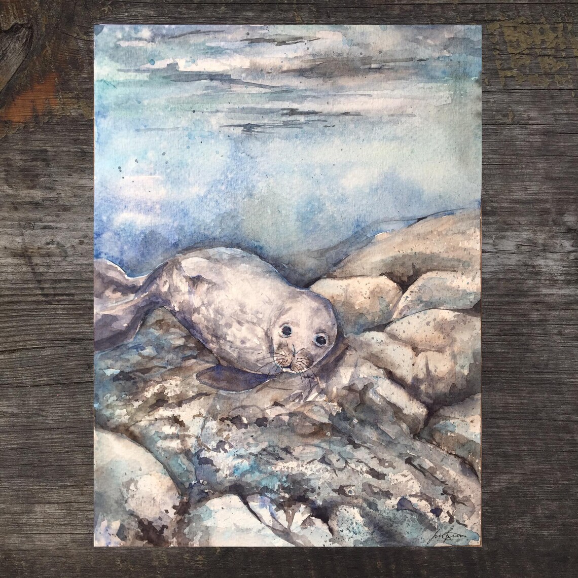 Seal Painting Original Watercolor. Arctic Nursery Decor Etsy