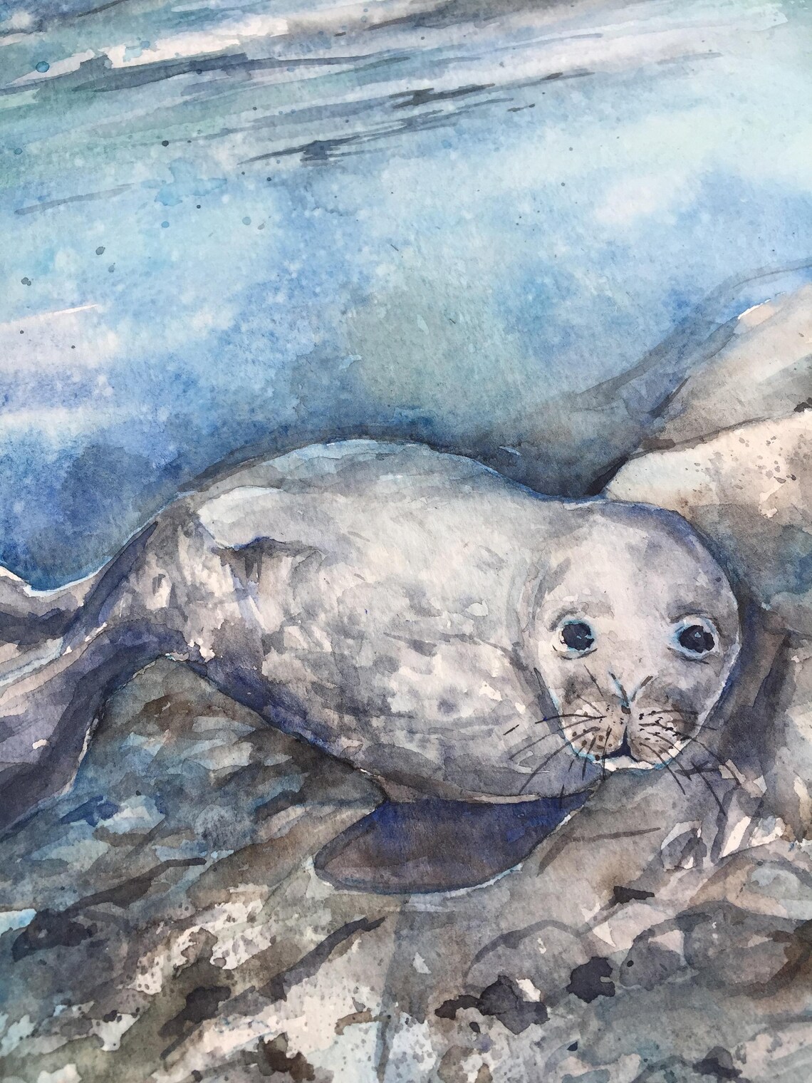 Seal Painting Original Watercolor. Arctic Nursery Decor Etsy