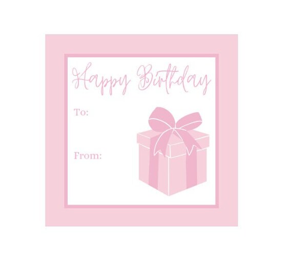 Gift Tag - Happy Birthday Script White Gift Tag - Happy Birthday Script White