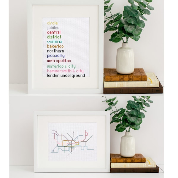 London Tube Map Bundle 2x Cross Stitch PDF Pattern Downloads