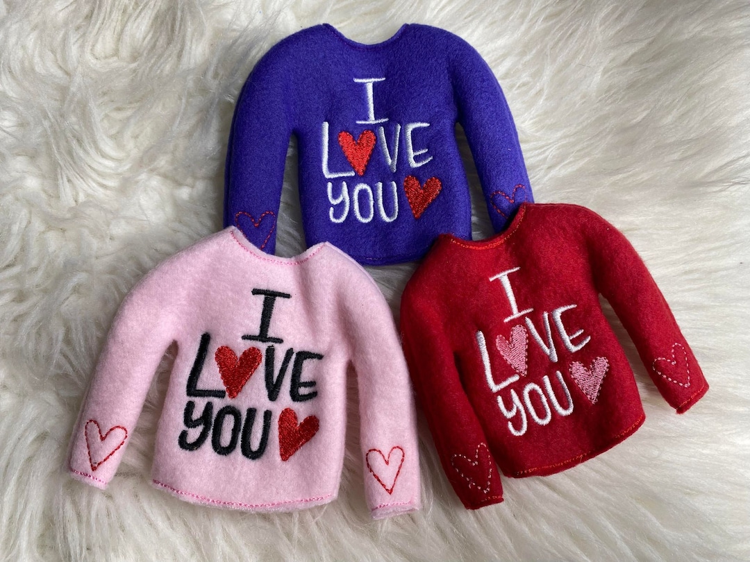 I Love You Elf Sweater, Christmas Doll, Elf Clothes, Clothes for Elf