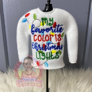 Il mio colore preferito sono le luci di Natale, Maglione Elfo, Vestiti Elfo, Elfo Scaffale, Vestiti per Elfo, Camicia Elfo, Accessori Elfo, Natale