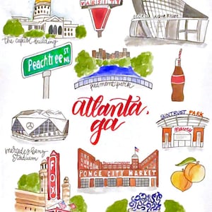 Atlanta Landmarks 11x14 Print of Original Watercolor