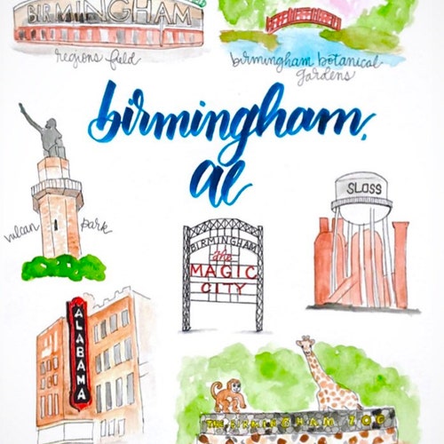 Birmingham Alabama Landmarks 11x14 Print of Original Etsy