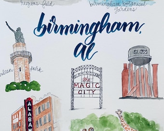 Birmingham 11x14 Print of Original Watercolor