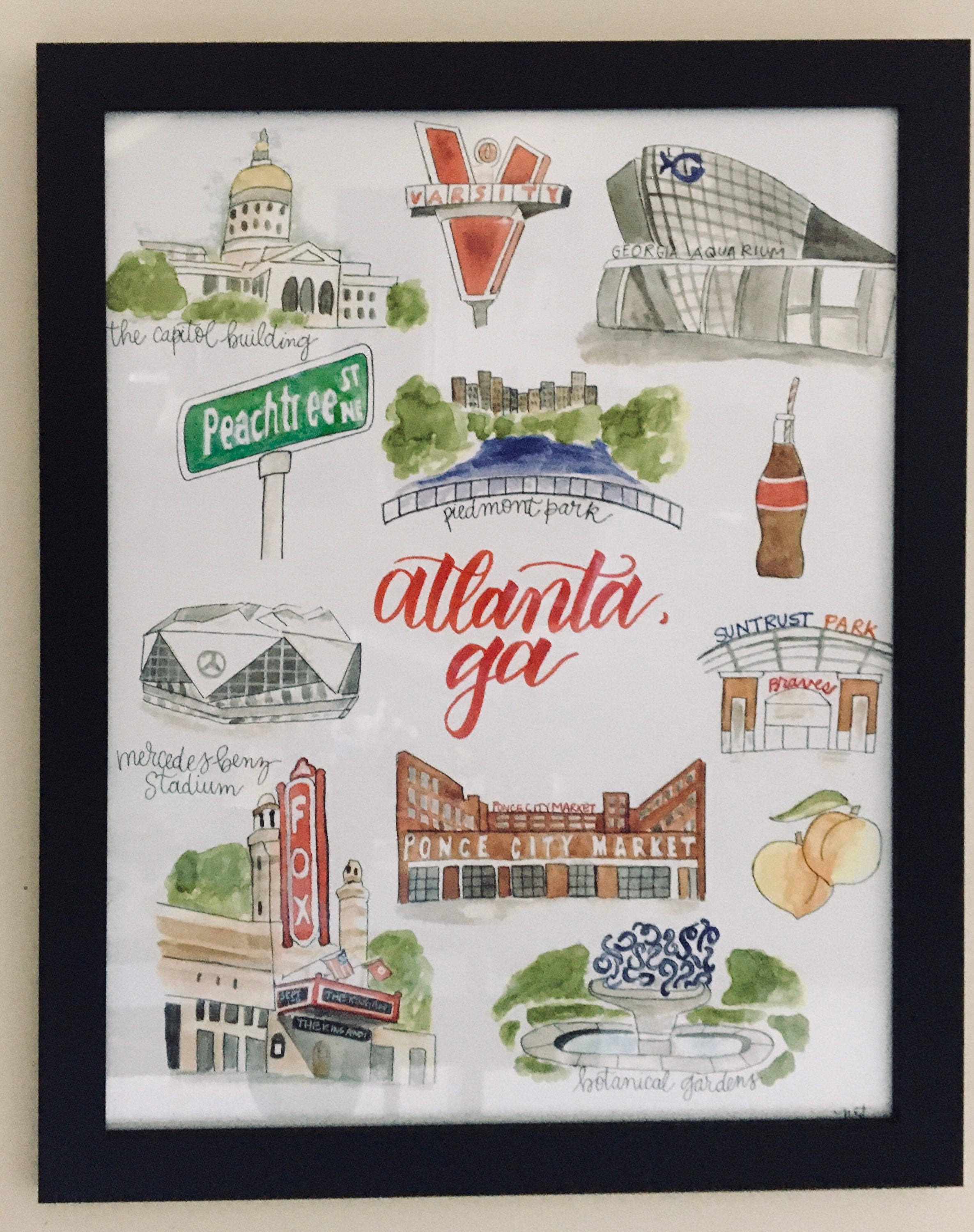 Atlanta Landmarks 11x14 Print of Original Watercolor - Etsy