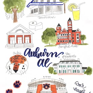 Auburn University 11x14 Print of Original Watercolor