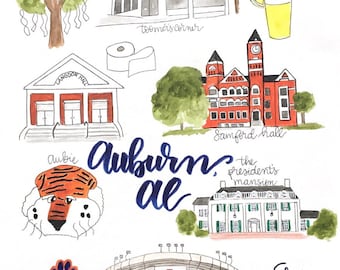 Auburn University 11x14 Print of Original Watercolor