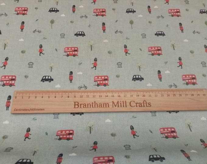 Big Little London, Digital Print, Mint, Fabric, 100% Cotton, 140cm width, PER HALF METRE