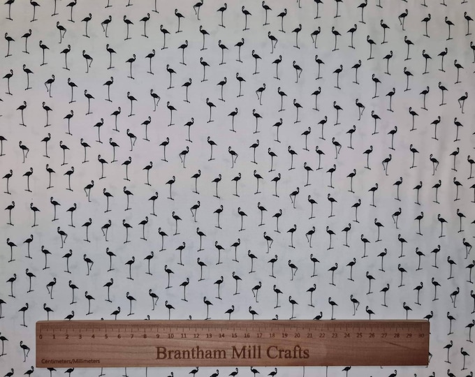 White Stork Print Fabric, 110cm width, 100% Cotton Poplin PER HALF METRE