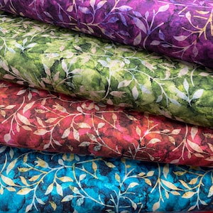 Leaf print, Colours 100% cotton, 140cm width PER HALF METRE