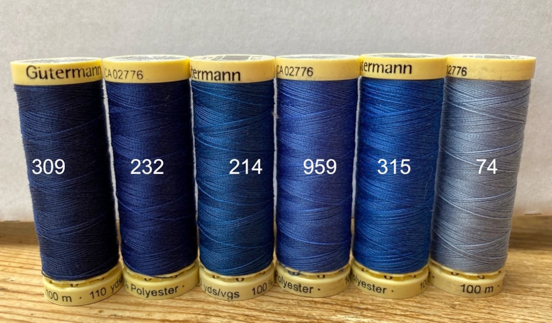 Gutterman Sew All Thread, 100% Polyester, 100metres, Navy Shades - Etsy UK