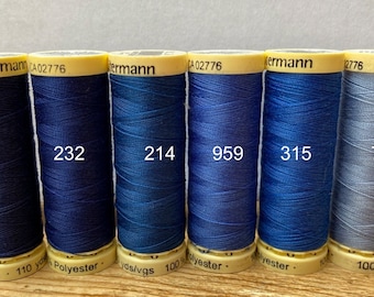 Gutterman Sew All Thread, 100% Polyester, 100metres, navy shades