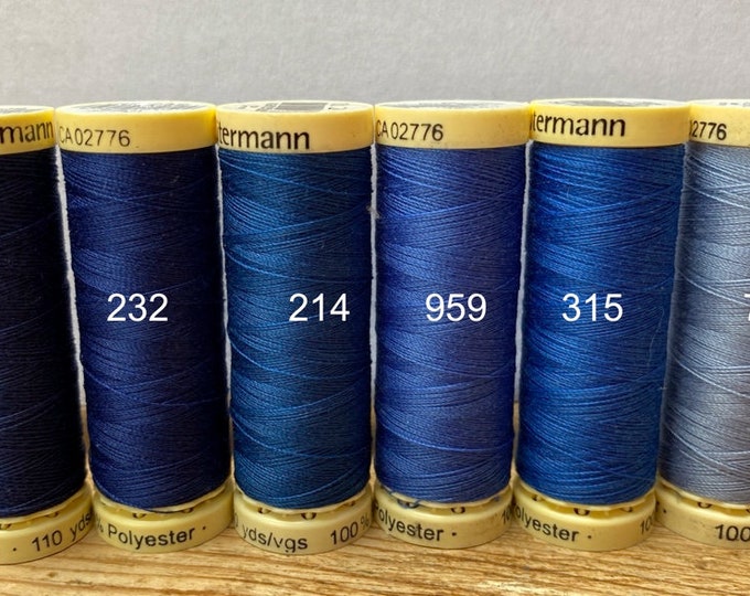Gutterman Sew All Thread, 100% Polyester, 100metres, navy shades