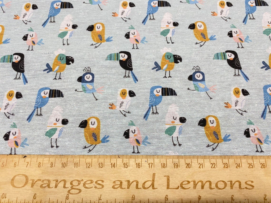 Colourful Pecan Bird Print Fabric Fabrics Sewing Crafts Etsy UK