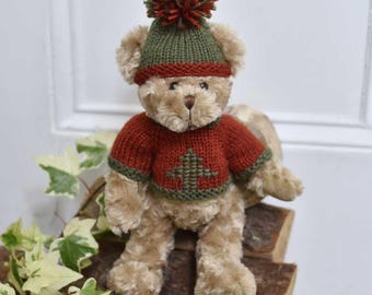 Harrods Christmas Teddy Bear 2004 Thomas With Striped Jumper and