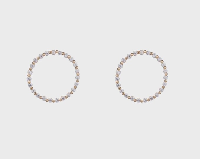 GEO Cubic Zirconia Circle Stud Earrings – Subtle Sparkle