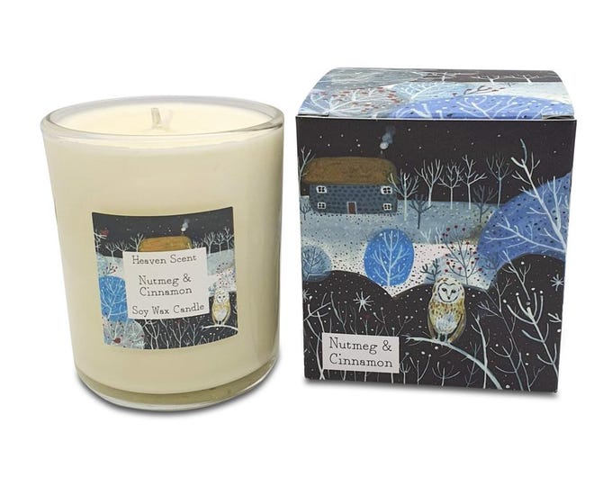 Nutmeg & Cinnamon 20cl Winter Illustrated Candle by Heaven Scent