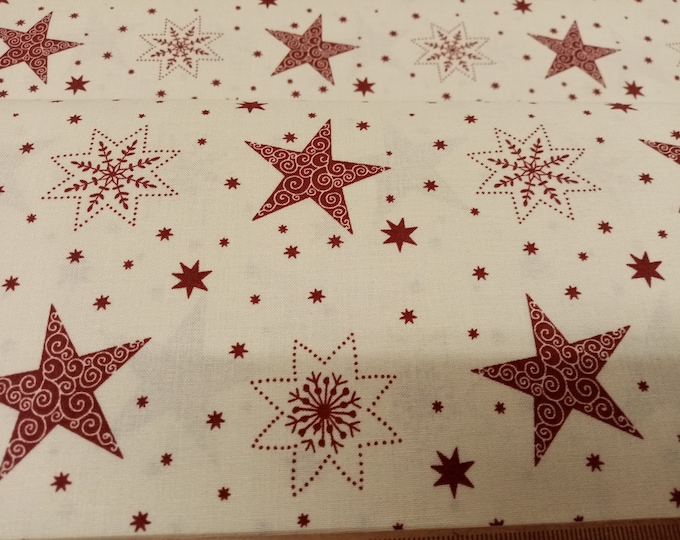 Christmas Scandinavian Star Print, 100% Cotton Fabric, 110cm width