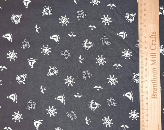 Nautical Print Fabric, 110cm width, 100% Cotton Poplin PER HALF METRE