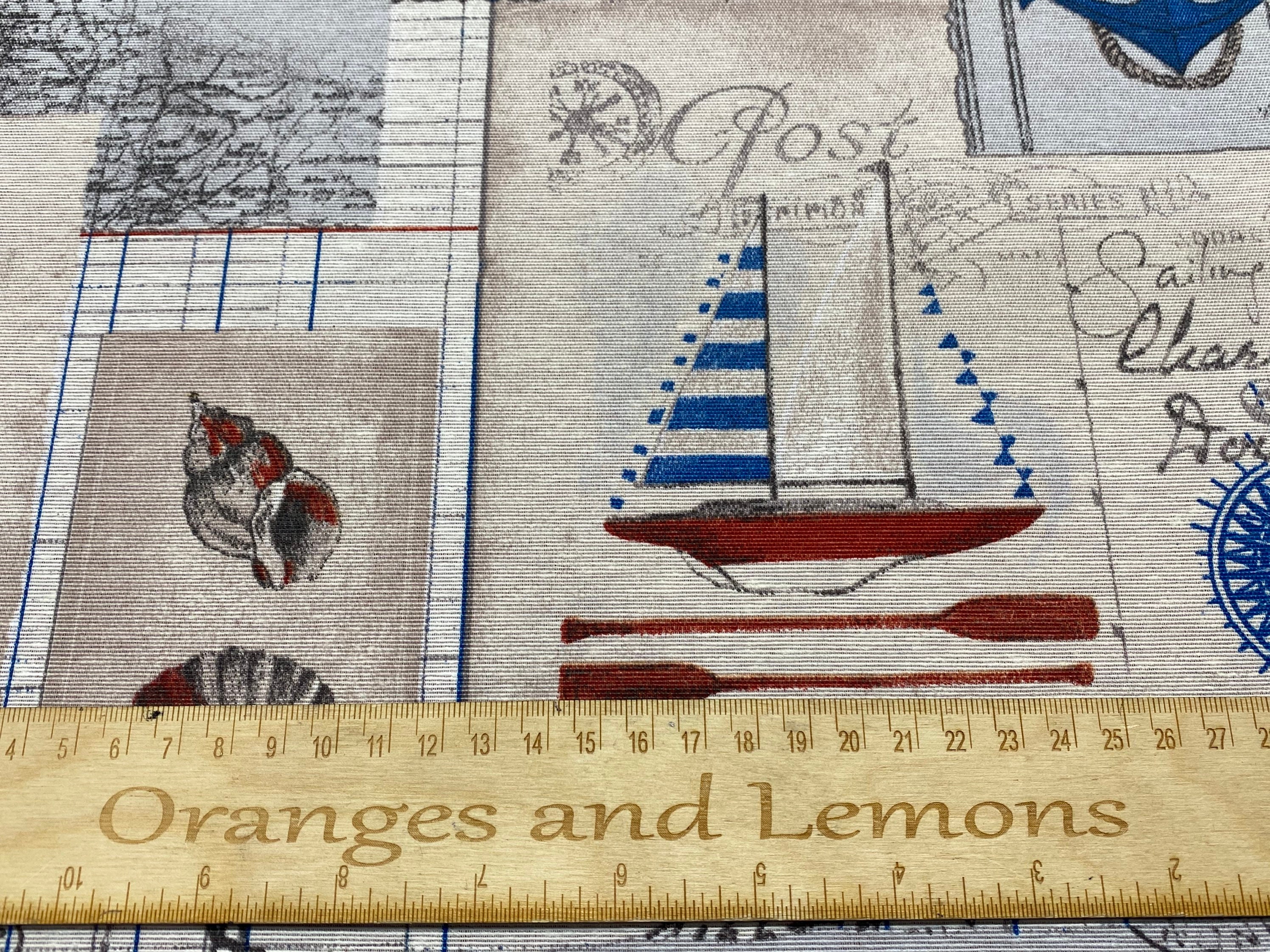 Nautical Print Fabric Fabrics sewing crafts colour white Etsy