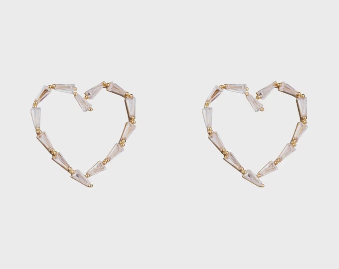 Sweetheart Cubic Zirconia Heart Stud Earrings