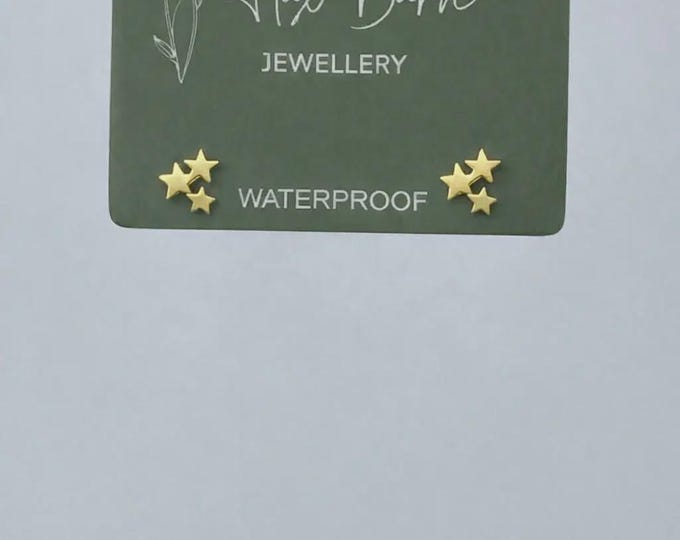 Tarnish Resistant Gold Star Cluster Stud Earrings, Waterproof Minimalist Star Earrings, Celestial Jewelry Gift for Her