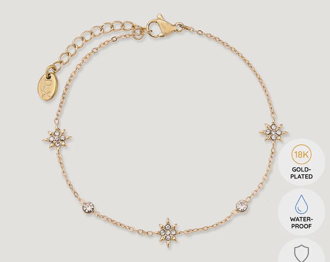 Vibes | Celestial Sparkle Clasp Bracelet | 18K Gold-Plated