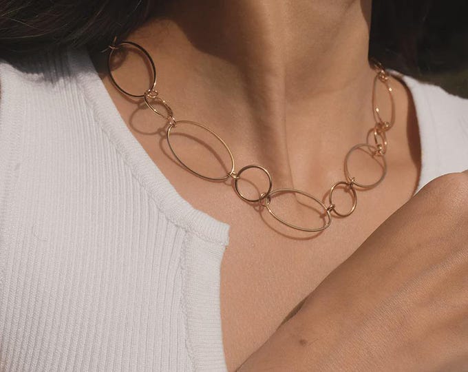 Vibes | Open Oval Link Statement Necklace | 18K Gold-Plated