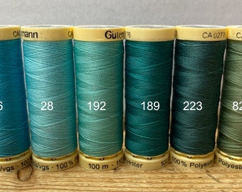 Gutterman sew all thread, 100% Polyester, 100metres, sewing, aqua threads, green