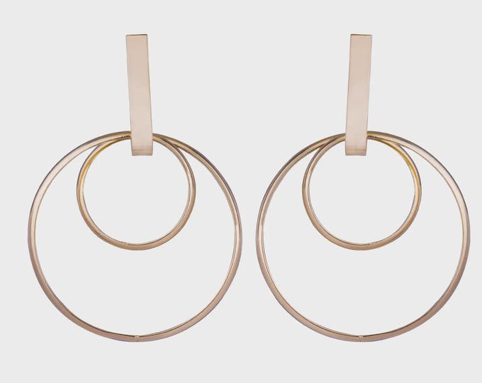 Keira Cubic Zirconia Double Hoop Dangle Earrings