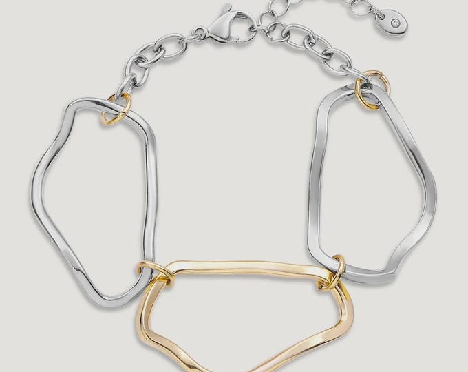 Vibes | Freeform Link Bracelet | 18K Gold & White Gold-Plated. UK Dispatch. Gift