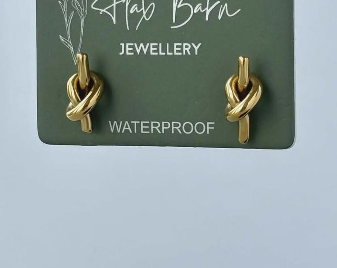 Tarnish Resistant Knot Stud Earrings, Gold Knot Studs, Minimalist Gold Earrings, PVD Gold Plated Stainless Steel Earrings, Waterproof