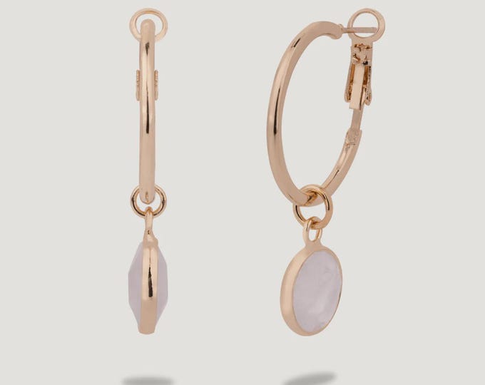 Moonstone Circular Lever Earrings In Gold-Tone