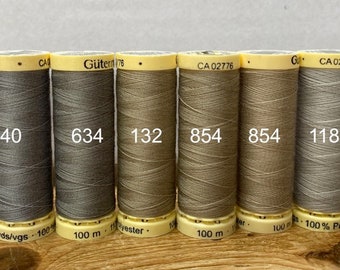 Gutterman sew all thread, grey neutral threads, 100% Polyester, 100metres