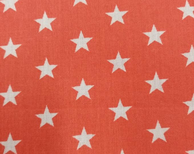 Red and White Star Print Fabric, Poly Cotton PER HALF METRE