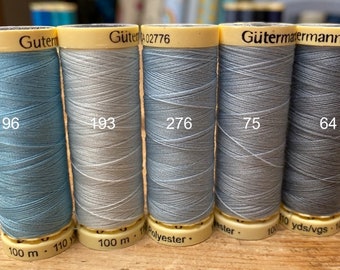 Gutterman sew all thread, 100% polyester, 100metres, blue threads