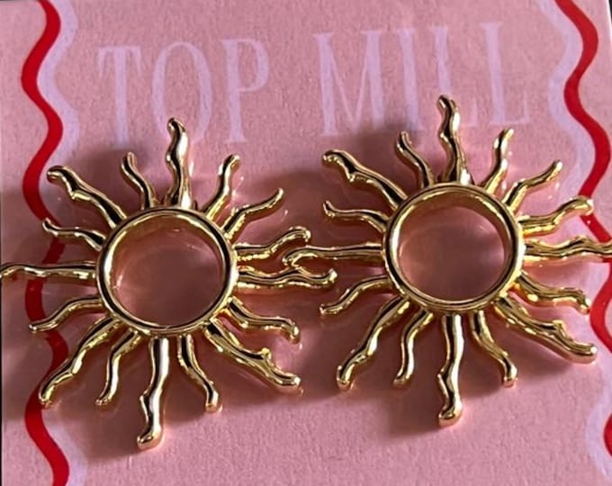 Gold Boho Sun Earrings – Stainless Steel Studs