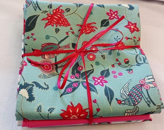 Organic Cotton Fat Quarter Bundle with 1 metre of ribbon