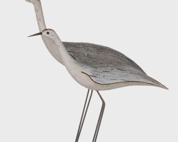 Pair of Birds Figurines Set | Coastal Shorebird Décor | Nautical Beach House Ornaments | Rustic Seaside Tabletop Birds