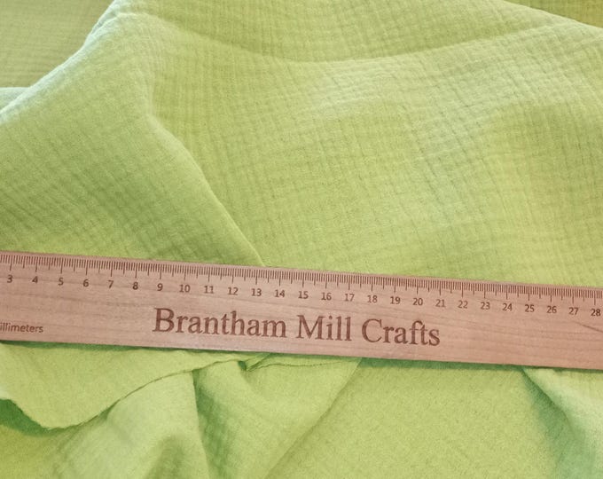 Pistachio 100% Cotton, Double Gauze Muslin Fabric, PER HALF METRE