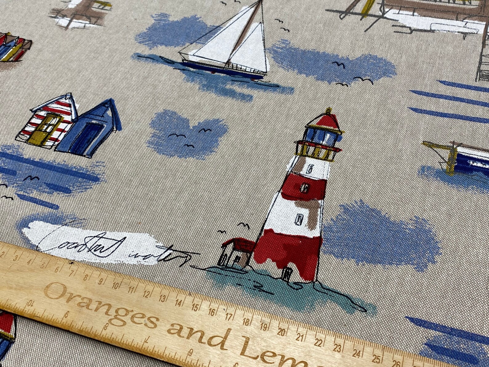 Nautical Boats Fabric Nautical Fabrics Per Half Metre Water Etsy