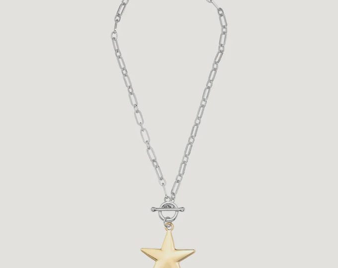 Gold & Silver Tone Base Alloy T-Bar Necklace